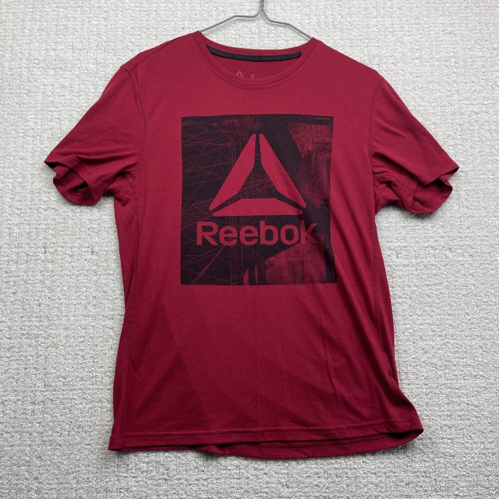Y2K Reebok Supremium Tee Mens S Red Activewear Shirt Workout Training Logo